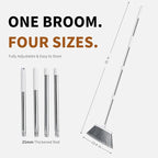Broom, Outdoor Brooms for Sweeping Indoor, Adjustable 55" Pet Hair Removal Heavy Duty Broom for Floors Home Kitchen Garage Commercial Patio Industrial Snow (White)