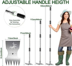 Weeding Tool with Long Handles, 60" Manual Weed Tool Stainless Steel 2 in 1 Hand Weeding Slicker for Gardening, Lawn, Yard, Yard, Yard