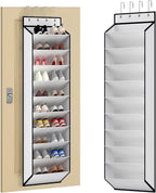 KEEPJOY 10 Tiers White Over Door Shoe Organizer Storage, Hanging Shoe Holder for Door with Large Deep Pockets, Fit 20-30 Pairs Shoe Rack for Sneakers, Boots (White)