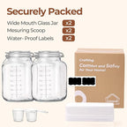 ComSaf 1 Gallon Square Glass Jars with Airtight Lids (135oz, Set of 2), Extra-Wide Mouth Canisters with Measurement Marks for Bulk Flour Storage, Fermenting Kombucha & Pickling