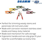 Dramm ColorPoint Stainless Steel Compact Garden Pruning Shears, Hand Pruner, Garden Clippers, with Heavy Duty Blade and Easy grip Handle, Red