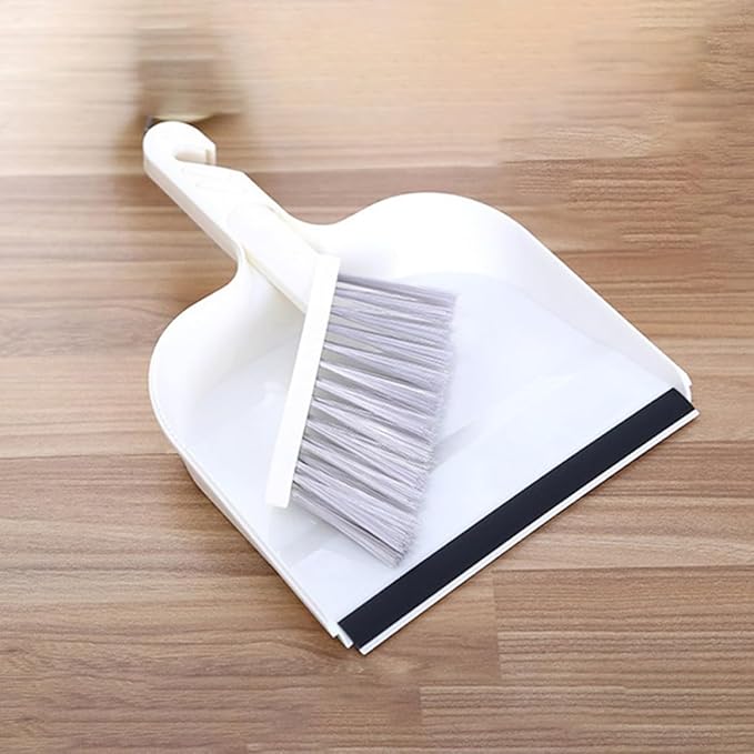 Beaupretty Mini Kitchen Broom and Dustpan Set, 2pcs White Handheld Cleaning Brush for Desktop and Household Crumb Sweeping, Compact Household Cleaning Tools for Table and Kitchen Use