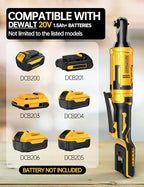 3/8 Inch Cordless Ratchet Wrench for DEWALT 20V Battery, 88Ft-Lbs, 0-400RPM, Electric Ratchet Wrench Set w/Variable Speed Trigger, Reinforced Head, R&F Switch, 7 Sockets,3/8" to 1/4" Adapter