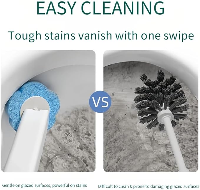 Disposable Toilet Bowl Wand Refills, Toilet Cleaning Refills, Disinfecting Scrubbing Pads,60 Count Disposable Toilet Brush Refills, Toilet Cleaning Sponges Heads for Bathtub, Floor, Drain