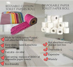 Reusable Toilet Paper Towels 24 Count Roll,Washable Absorbent Cotton Cloth Paper Bidet Towels,Zero Waste Multifunctionl Cleaning Supplies Hand Towels for Bathroom(Solid 8 Colors)