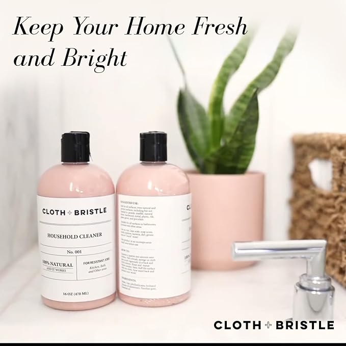 CLOTH & BRISTLE NO. 001 Household Cleaner, Multi-Surface, All-Purpose, Eco-Friendly, Cleaning Spray, Kitchen Stain Remover, Surface Disinfectant, Natural Solution