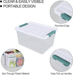 35 Quart Stackable Plastic Storage Latches Box, Multi-Purpose Lidded Container for Clothes, Craft Supplies & Christmas Decorations, 6 Packs