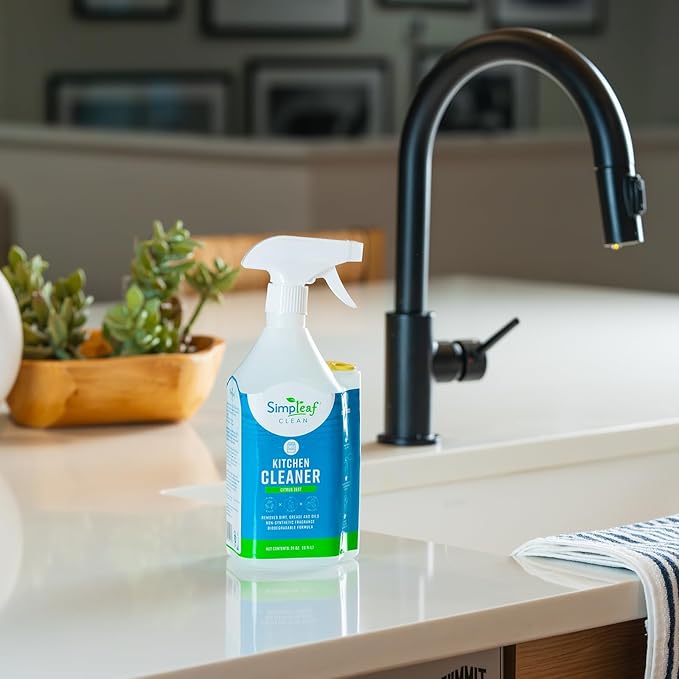 Simpleaf Clean Kitchen Degreaser Cleaner | Refill System Cleaners| Bleach‑Free| Ammonia‑Free|Grease, Oils & Food Soil Remover | Citrus Zest 24oz