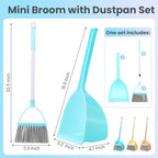 Roshtia 3 Pcs Mini Broom with Dustpan for Kids Broom and Dustpan Set Toddler Cleaning Set Boys Girls Small Cleaning for Kitchen Bathroom Pet (Yellow,Red,Green)