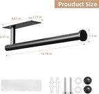 2 Pack Paper Towel Holder, Improved Paper Towel Holder Under Cabinet, Stainless Steel Paper Towel Holders Bar Rack with Self Adhesive and Screws for Kitchen, Bathroom, RV, Black