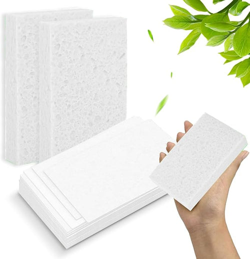 12 - Pack Non-Scratch Scrub Sponges - Sponges for Dishes and Washing Dishes, Cleaning Sponges for Kitchen Home Bathroom Cars, Funny Cut-Outs DIY for Kids(Black&White