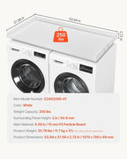 VEVOR Washer Dryer Countertop, 54" x 27" Wooden Washer and Dryer Countertop, Water-Resistant Laundry Machine Topper Cover with Anti-Slip Pads, for Laundry Room Organization and Storage, White