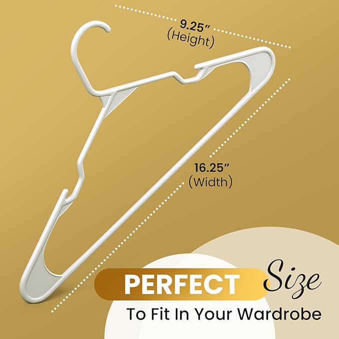 Our Modern Space 30 Pack Adult Plastic Hanger for Shirt Pants Coats Dresses Skirts Suits Jackets - Standard Thick Coat Hanger - Sturdy & Durable Design with Shoulder Grooves Hook - White