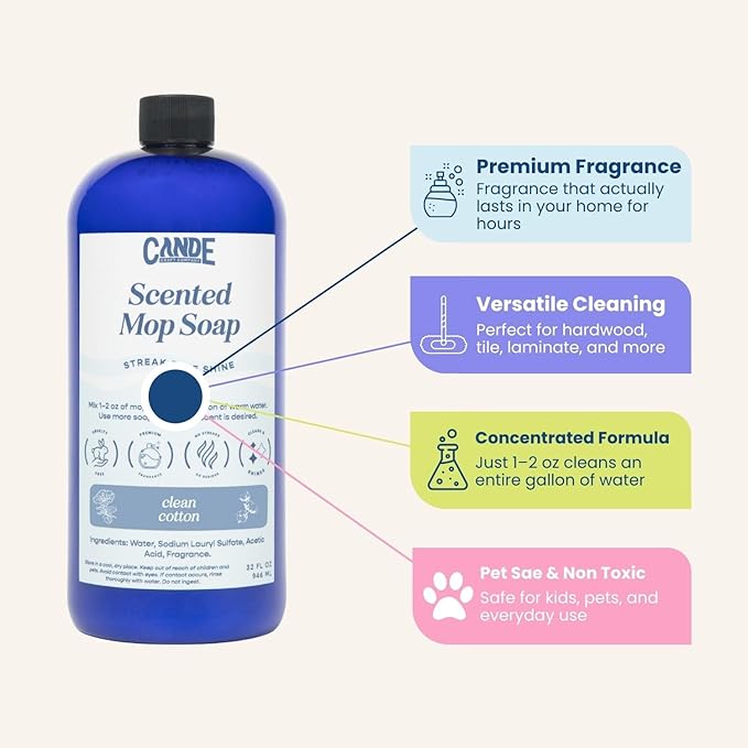 CANDE Mop Soap - Highly Scented Mop Soap, Luxury Floor Cleaner, Premium Fragranced Floor, Streak-Free Shine, 32 oz (Hawaiian Sunset)