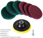 Kichwit 4 Inch Drill Power Brush Tile Scrubber Scouring Pads Cleaning Kit, Includes Attachment, Heavy Duty Household Cleaning Tool (Drill NOT Included)