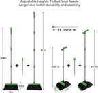 Green Broom with Dustpan Combo Set, 51" Long Handle Household Cleaning Tool, Ideal Broom and Dustpan Set for Pet Hair and Home Use