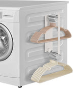 Magnetic Hanger Organizer, Strong Magnetic Hanger Holder for Laundry Room Washer, Capacity Upgrade Hangers Storage Stacker Holds up to 40 Metal Hangers White 1Pack