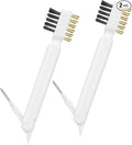 2Pcs Kitchen Cleaning Scrub Brush, 4 in 1 Deep Gas Stove Brass Wire Brush with Stiff Bristles and Cooktop Scraper Stainless Steel Scrubber for Range Hood Grease Grime Rust Cleaner Pot Pan