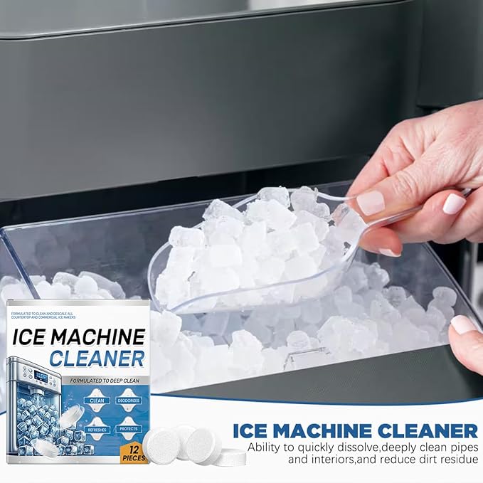 Ice Machine Cleaner Maker Descaler - 24 Clean Tablets, Compatible with Opal, Kitchenaid, Nickel Safe Scale Remover for Countertop, Deep Cleaning, Remove odor, Bulk 1 Year Supply