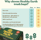 Healthy Earth 13 Gallon Compostable Drawstring Trash Bags, 1.13 Mil Extra Thick Tall Kitchen Liners (49.2 L), Heavy Duty Leak-Proof Food Scrap Bags, BPI & TÜV OK Compost Certified, 60 Count