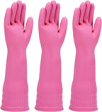 Rubber dishwashing gloves 3 or 6 Pairs for kitchen,Cleaning washing dish gloves long for household reuseable durable.