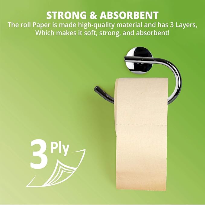 WBM Care Bamboo Toilet Tissue, Strong & Flexible 3-Ply, All Natural Tree Free and Septic Safe Paper Towels, 250 Sheets Each Roll, Total 7500 Sheets, 30 Rolls