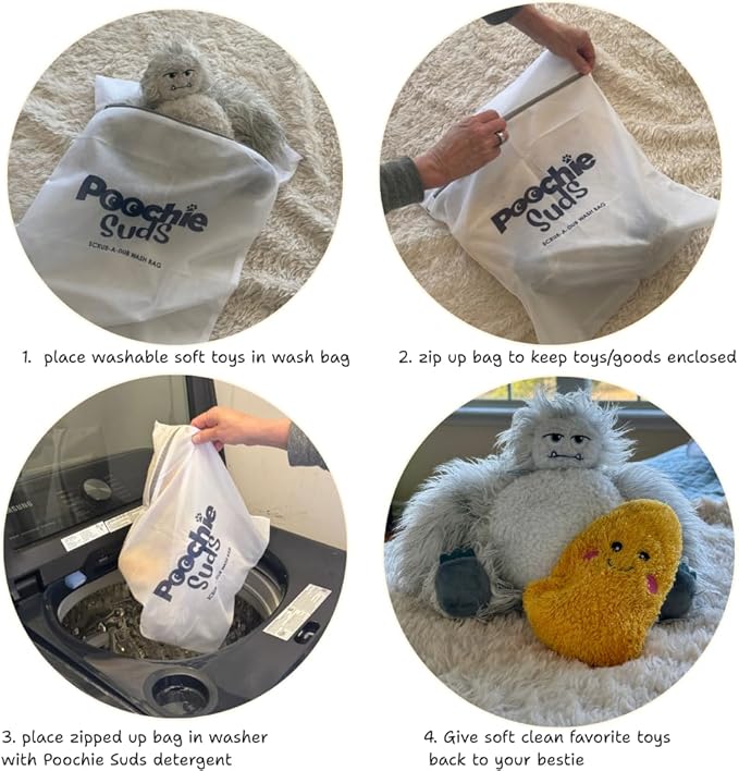 Poochie Suds Pet Laundry Detergent, Enzyme Cleaner and Odor Remover, Hypoallergenic and Fragrance-Free Pet Safe Detergent for Dog and Cat Bedding, Blankets, Toys and Gear, Made in USA, 16 fl oz