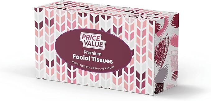Facial Tissues boxes 230 Sheets Per Box 8 Boxes. Premium Soft Gentle and Durable in A Stylish Box - 1,840 Sheets