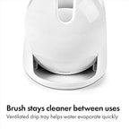 OXO Good Grips Compact Toilet Brush & Canister, Toilet Bowl Brush and Holder with Automatic Canister Door, Bathroom and Small Spaces Cleaning Supplies Essential