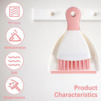 Small Hand Dust Pan and Brush - Small Broom and Dustpan Set, Mini Broom and Dustpan, Compact Dustpans and Brush for Home Cleaning, Sofa, Desk, Guinea Pig Cage, Cat Litter, etc. (Pink)
