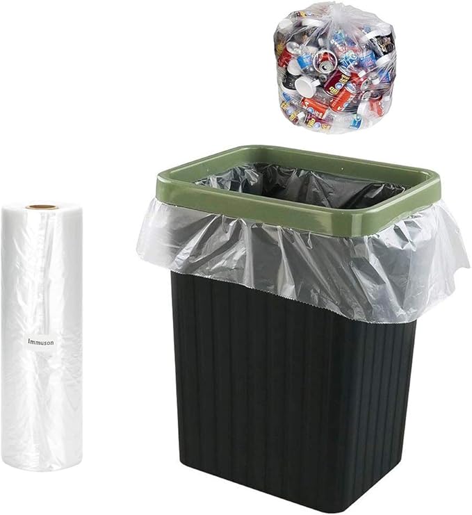 Immuson Food Storage Bag, 12 x 20 Plastic Produce Bag on a Roll Fruits, Vegetable, Bread, Food Storage Clear Bag (6 Rolls-2100 Bags)