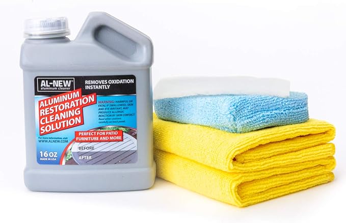 AL-NEW Aluminum Restoration Cleaning Solution Kit | Clean & Restore Patio Furniture, Stainless Steel, & Other Household Metal Surfaces (16 oz. Kit)