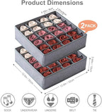 Qozary 2 Pack Socks Underwear Drawer Organizer Divider, 24 Cell or 16 Cell Collapsible Cabinet Closet Organizer Storage Boxes for Clothes, Socks, Lingerie, Underwear, Ties