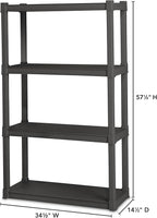 Sterilite 4-Pack 4 Shelf Unit, Heavy-Duty Shelving Storage and Utility Rack - Standing Plastic Organizer Shelves for Kitchen, Bathroom, and Garage