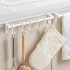 SUPVOX Kitchen Utensil Hooks 5pcs Under Cabinet Storage Rack White Plastic No-Drill Multi-Functional Hanging Organizer for Kitchen Cabinet