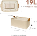 SNWDN 6 Pack Closet Cloth Storage Bins for Shelves, Medium Storage Baskets for Shelves, Fabric Bins for Closet organization with Handles（ Beige 15''L x 10''W x 8''H）