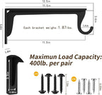 Closet Rod Support Bracket 12inch WYGWP Heavy Duty Closet Rod Holders 400lbs, Wall Mounted Brackets with Hooks for Closets for Home and Decor