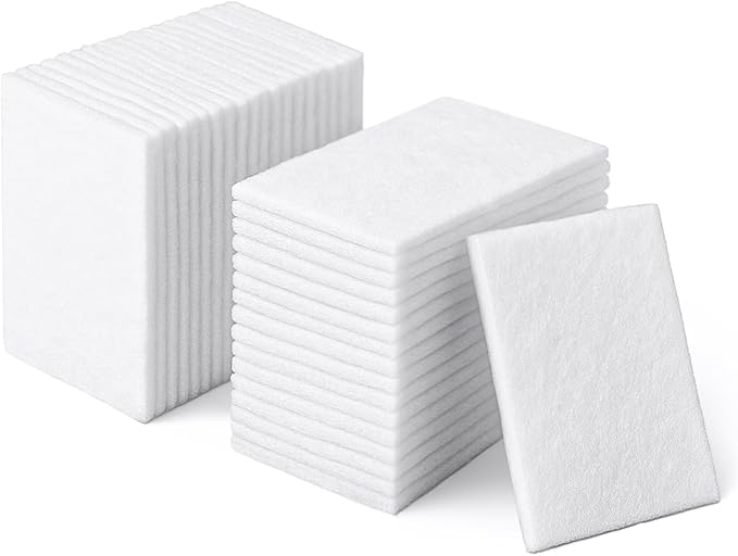 40 PCS White Non Woven Pads, Light Duty Scouring Pad, Abrasive Surface Scrubber, Non Scratch Scrubbing Pad, Multi Scouring Sponge for Home Workshop Cleaning Polishing(4 x 6 Inch)