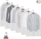 MsKitchen 6 Pack Garment Bags for Hanging Clothes (24x40") - Dustproof Suit Bags for Closet Storage - Durable PEVA Covers with Sturdy Zipper for Coats, Jackets & Dresses (Translucent)