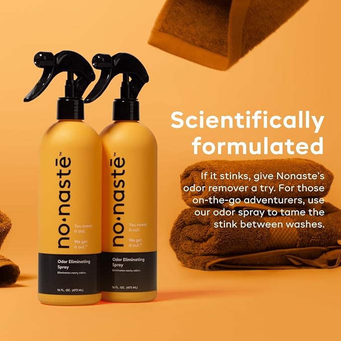 Nonaste Odor Eliminating Spray - 16 Fl Oz (Pack of 2) - Shoe & Yoga Mat Spray, Boxing Glove Deodorizer, Gym Bag Deodorizer, Fabric Odor Eliminator - No Washing Needed