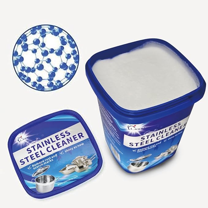 Liapu Stainless Steel Cleaner Paste – Heavy Duty Polish for Cookware, Sink, Grill, Pots & Pans – Restores Shine, Removes Rust & Stains – Safe for Kitchen & Appliances (3)