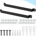 Kitchen Hanger Wall Mounted with 10 Hooks, Wrought Iron Kitchen Rail Utensil Holder Rack, Hanging Pots, Pans, Coffee Mug, Black, 17", 2 Pcs