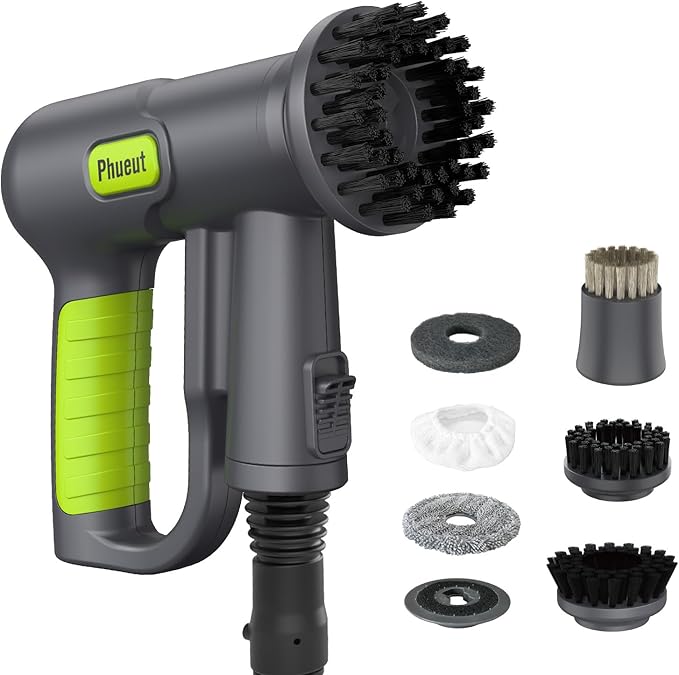 10-in-1 Electric Spin Scrubber, Grill Brush with 2X Higher Cleaning Efficiency, Electric Spin Scrubber for Cleaning with Steam Function(Steam Cleaner Not Included)