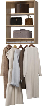 MODCART Medium Double Hanging Closet Unit, Modular Closet System, Wood Closet System Organizer with Storage for Walk In Closets, Clothing Rack Closet for Hanging Clothes, Bedroom, Wood, 19.5"W