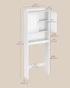 VASAGLE Over the Toilet Storage Cabinet, Bathroom Storage Cabinet with Doors, Adjustable Shelves, Space-Saving, Modern, 7.9 x 24.6 x 70 Inches, Cloud White UBTS008WH01S