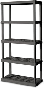 Sterilite 4-Pack 5 Shelf Unit, Heavy-Duty Shelving Storage Rack for Home and Garage, Gray - Multipurpose Plastic Organizer Shelves for Smart Organization