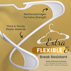 Our Modern Space 50 Pack Adult Plastic Hanger for Shirt Pants Coats Dresses Skirts Suits Jackets - Standard Thick Coat Hanger - Sturdy & Durable Design with Shoulder Grooves Hook - White
