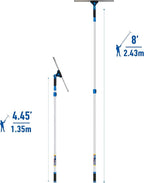 Unger Professional Connect and Clean 18” Grip Swivel Window, Glass Squeegee, and 8’ Pole, 180-Degree Pivoting Handle with Lock, Cleaning Supplies for Streak-Free Results