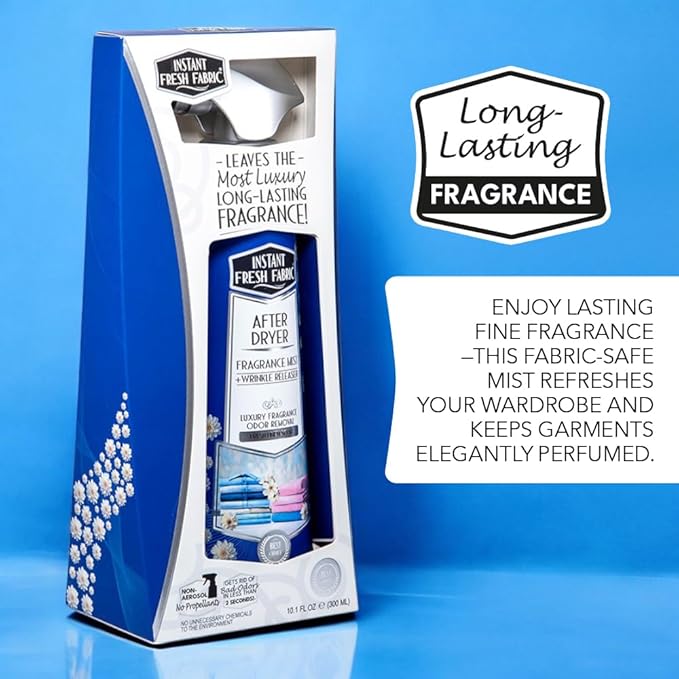 Advanced AFTER DRYER Fabric Spray Fragrance Mist, Fresh Fabric Wrinkle Release Spray Odor Remover - Laundry Scent Boosters for Home, Dorm, Anywhere - Fresh Linen Scent 10.1 Oz. - INSTANT FRESH FABRIC