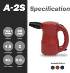 XPOWER A-2S Cyber Duster Electric Air Duster for Dusting, Drying, Inflating, Blowing, Car Detailing, Computer, Leaf Blowing, 90 CFM, 2 Nozzles + 1 Brush, High Performance Motor, Eco-Friendly, Red